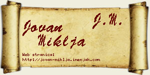 Jovan Miklja vizit kartica